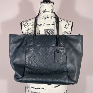 TUMI Leather Tote Bag Black